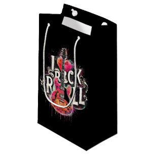 I Love Rock N Roll Electric Guitar Painting Small Gift Bag