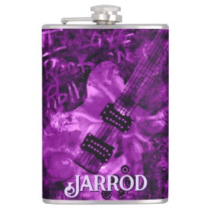 I Love Rock 'N Roll Electric Guitar Personalised Hip Flask