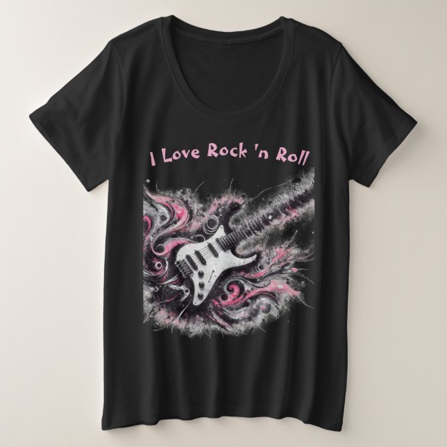 I Love Rock N Roll Electric Guitar Personalised Plus Size T-Shirt (Design Front)