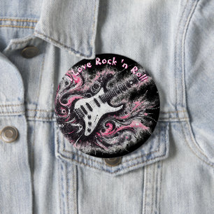 I Love Rock N Roll Electric Guitar Personalized 10 Cm Round Badge