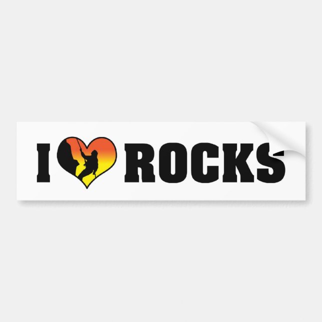 I Love Rocks Bumper Sticker (Front)