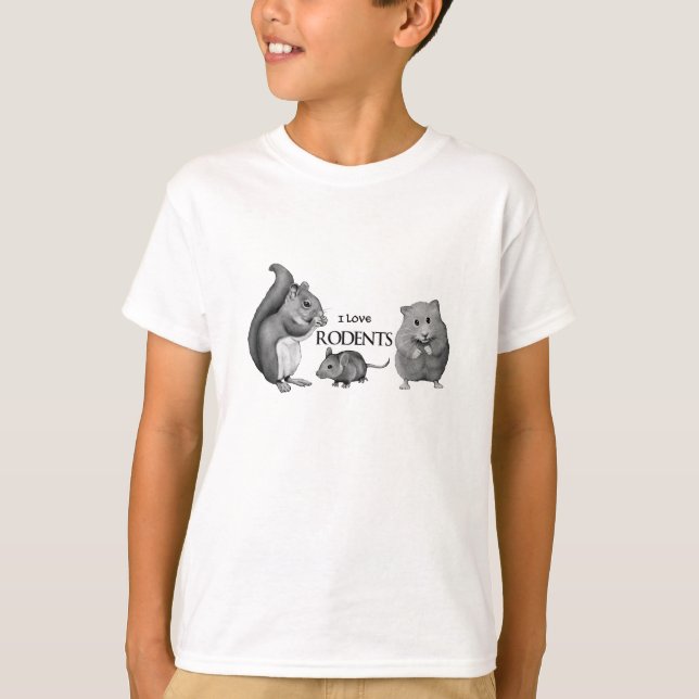 I Love Rodents: Squirrel, Mouse, Hamster: Pencil T-Shirt (Front)