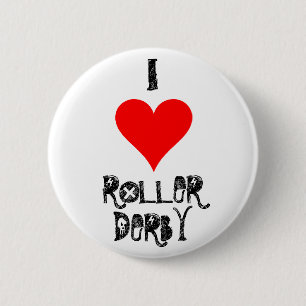 I LOVE ROLLER DERBY 6 CM ROUND BADGE