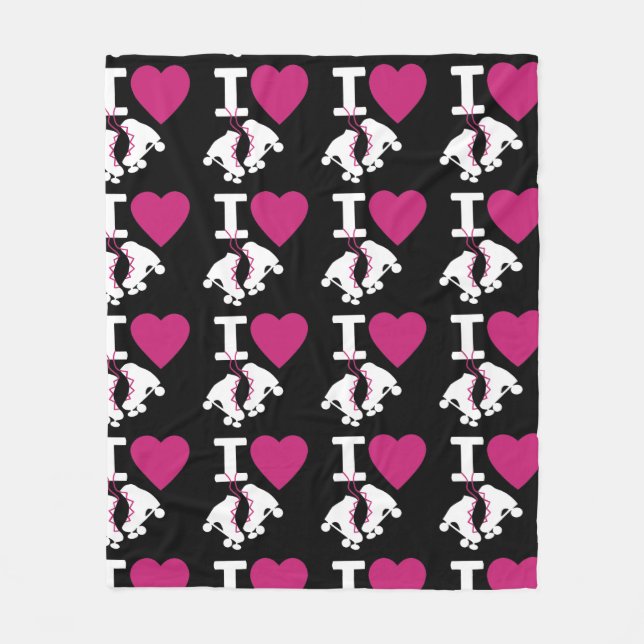 I Love Roller Skating Fleece Blanket (Front)