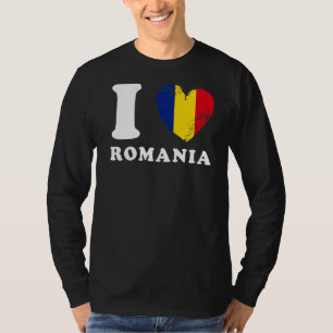 I Love Romania Heart Flag Romania T-Shirt