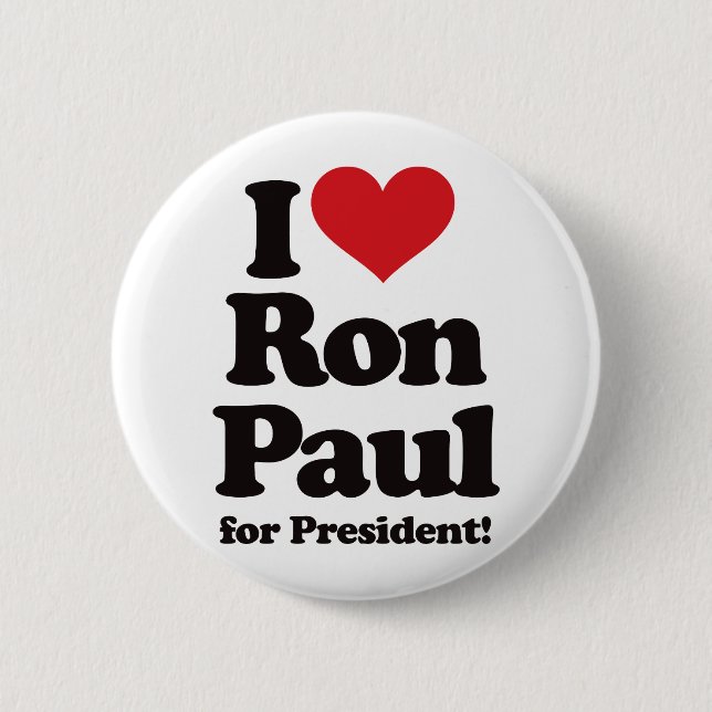 I Love Ron Paul for President 6 Cm Round Badge (Front)