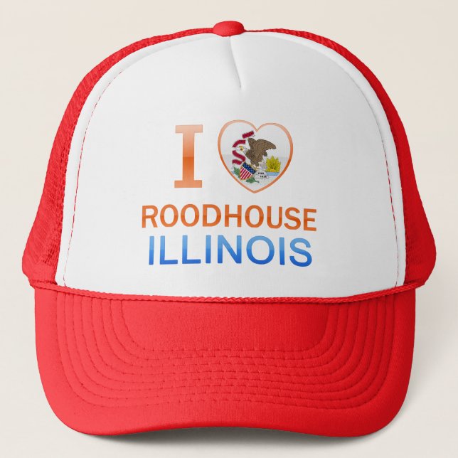 I Love Roodhouse, IL Trucker Hat (Front)