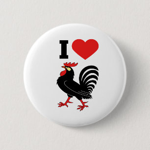 I Love rooster 6 Cm Round Badge