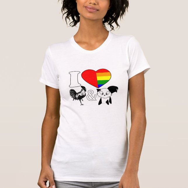 I Love Roosters and Cats - Shirt 4 bisexual Girls (Front)