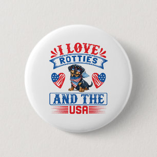 I love Rotties and the USA 6 Cm Round Badge