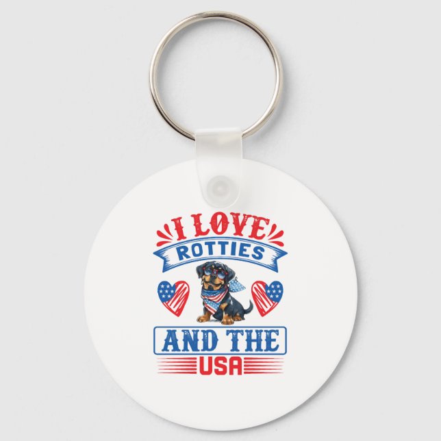 I love Rotties and the USA Key Ring (Front)