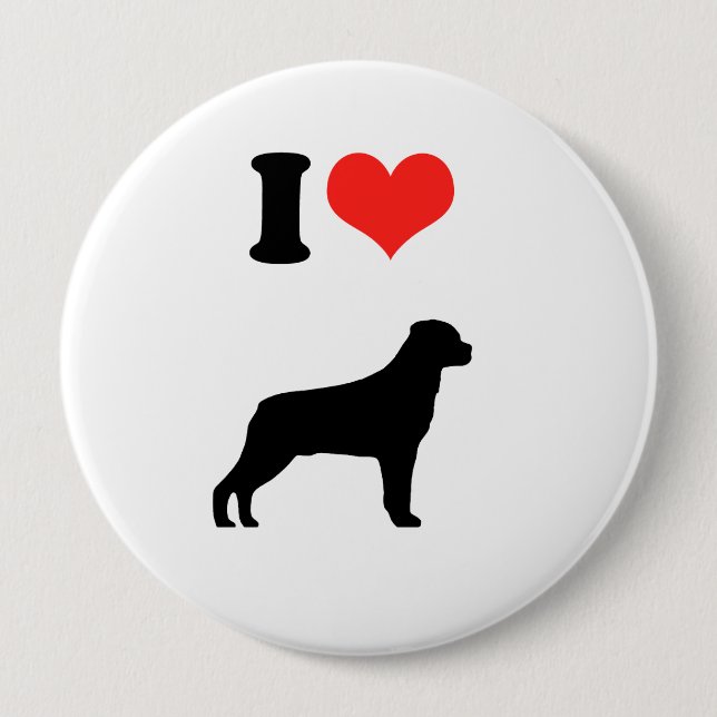 I Love Rotweiler 10 Cm Round Badge (Front)
