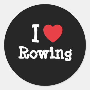 I love Rowing heart custom personalised Classic Round Sticker