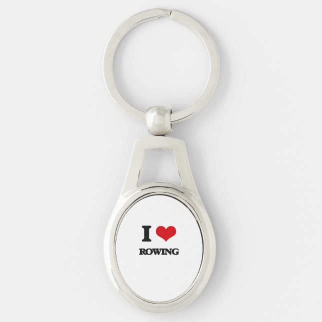 I Love Rowing Key Ring (Front)