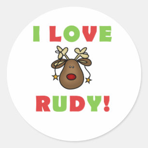 I Love Rudy Reindeer Holidays Classic Round Sticker