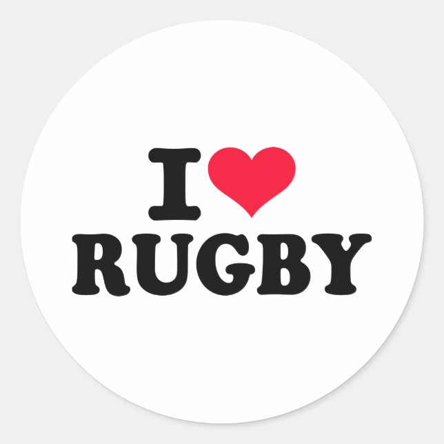 I love Rugby Classic Round Sticker (Front)