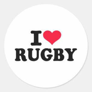 I love Rugby Classic Round Sticker