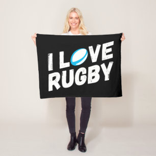 I LOVE RUGBY FLEECE BLANKET