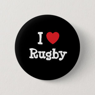 I love Rugby heart custom personalised 6 Cm Round Badge