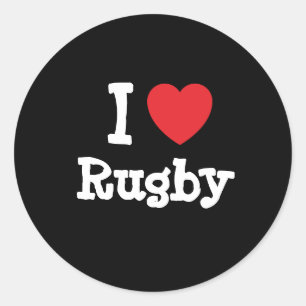 I love Rugby heart custom personalised Classic Round Sticker