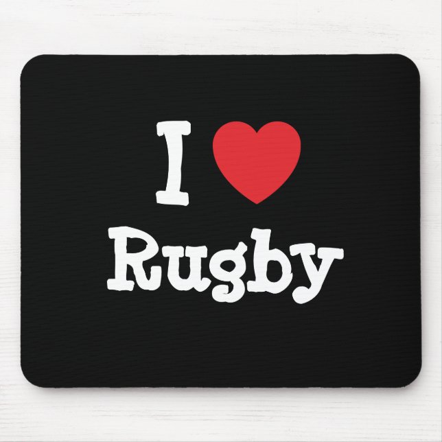 I love Rugby heart custom personalised Mouse Pad (Front)