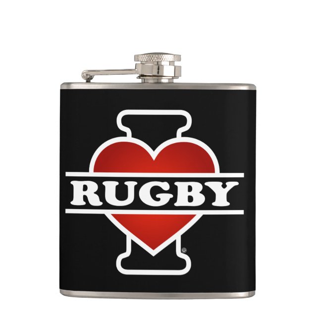 I Love Rugby Hip Flask (Front)