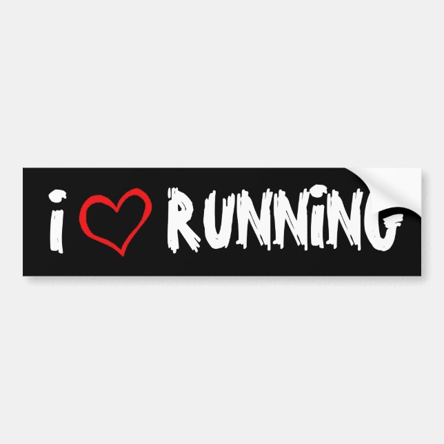 I Love Running Bumper Sticker (Front)