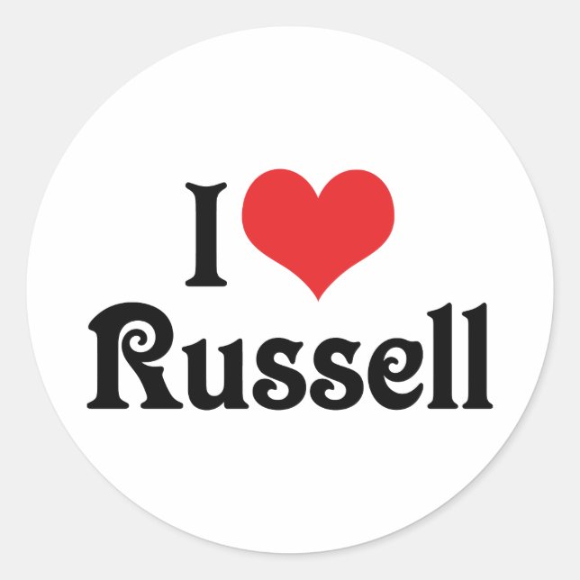 I Love Russell Classic Round Sticker (Front)