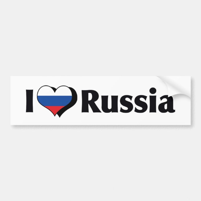 I Love Russia Flag Bumper Sticker (Front)