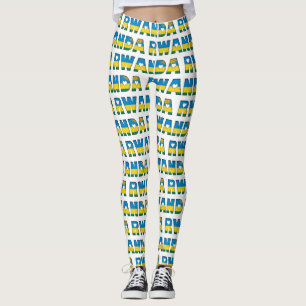 I Love Rwanda Flag Colours Typography Pattern Cute Leggings
