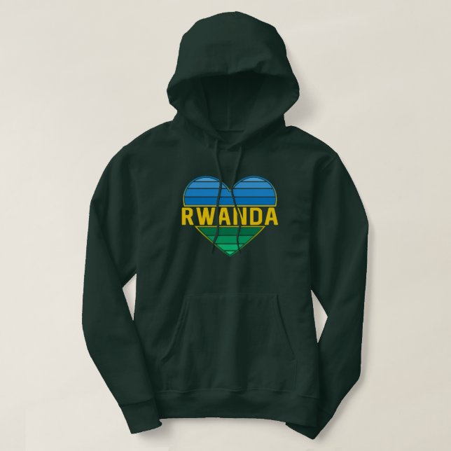 I Love Rwanda, Rwandan Rwandese Heart Hoodie (Design Front)