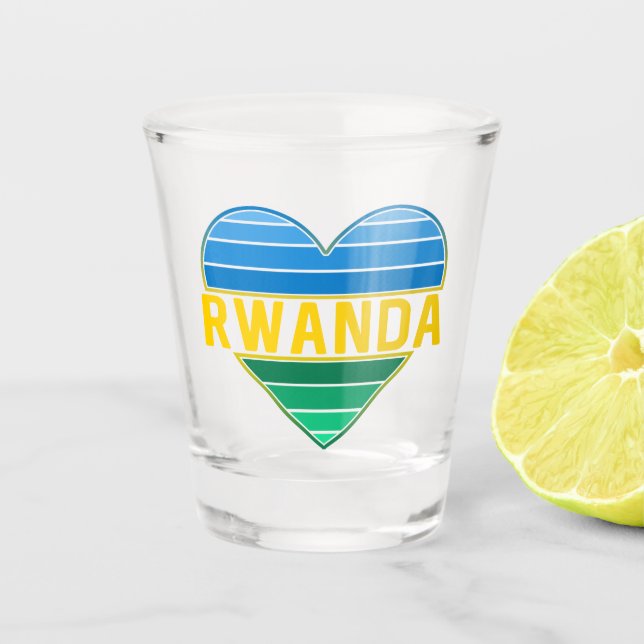 I Love Rwanda, Rwandan Rwandese Heart Shot Glass (Front)