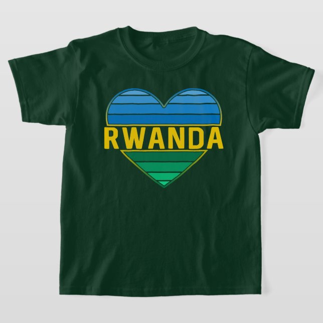 I Love Rwanda, Rwandan Rwandese Heart T-Shirt (Laydown)