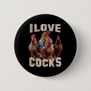 I Love S Funny Roosters Meme Chicken Lovers 6 Cm Round Badge