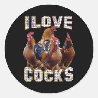 I Love S Funny Roosters Meme Chicken Lovers  Classic Round Sticker