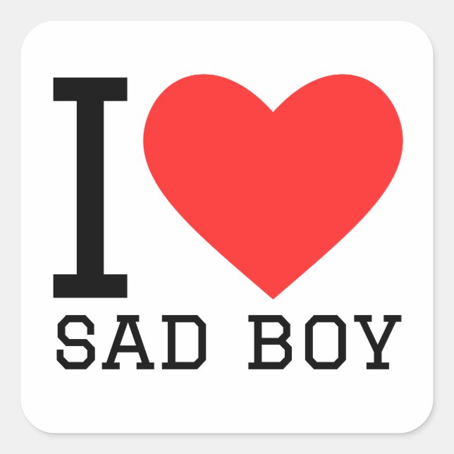 I love sad boy  square sticker (Front)