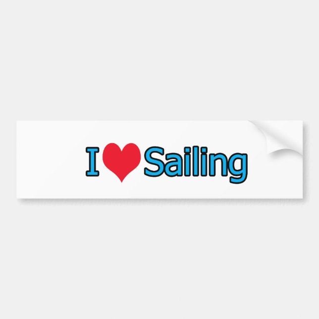 I Love Sailing Bumper Sticker (Front)