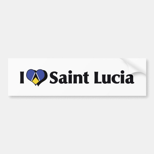 I Love Saint Lucia Flag Bumper Sticker (Front)