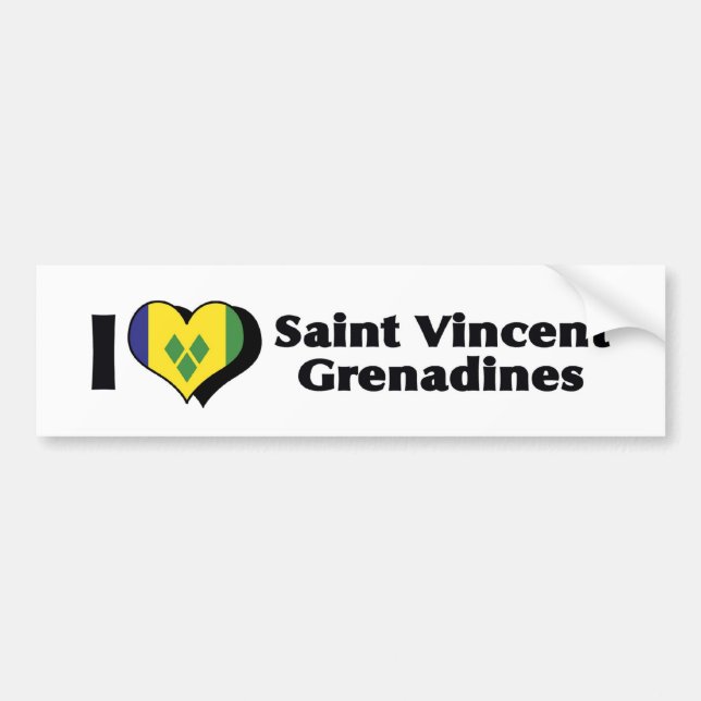 I Love Saint Vincent Grenadines Flag Bumper Sticker (Front)
