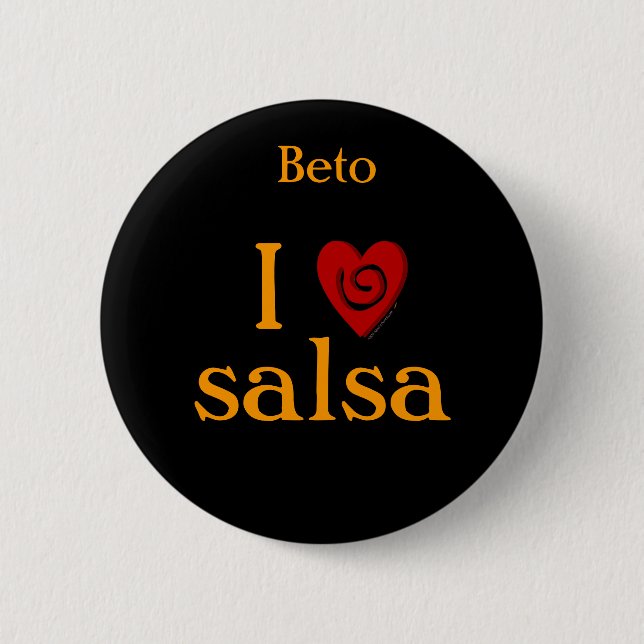 I Love Salsa Swirl Heart Latin Dancing Custom 6 Cm Round Badge (Front)