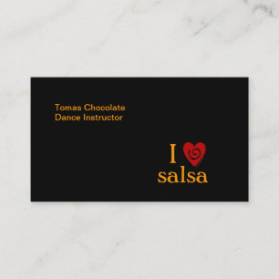 I Love Salsa Swirl Heart Latin Dancing Custom Business Card