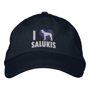 I Love Salukis Embroidered Hat (Blue)
