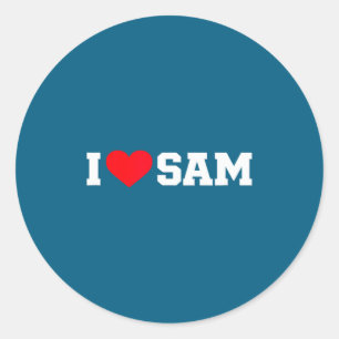 I love sam classic round sticker