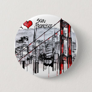 I love San Francisco 6 Cm Round Badge
