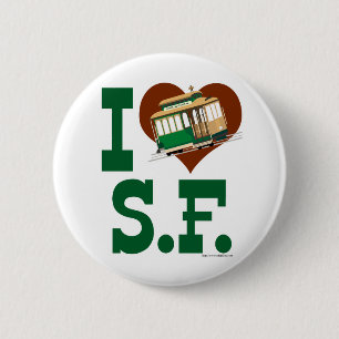 I love San Francisco Cable Cars 6 Cm Round Badge