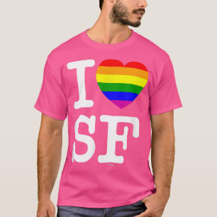 I Love San Francisco White, LGBTQ Rainbow Heart T-Shirt