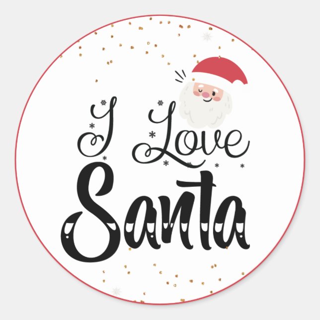 I Love Santa Classic Round Sticker (Front)
