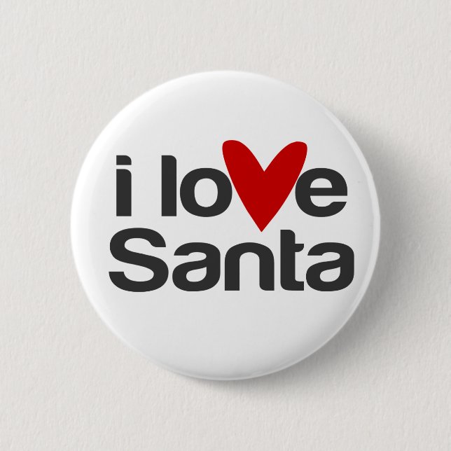 i love Santa with heart 6 Cm Round Badge (Front)