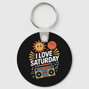 I Love Saturday Sunshine Sketll Music Key Ring
