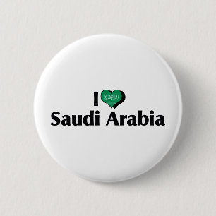 I Love Saudi Arabia Flag 6 Cm Round Badge
